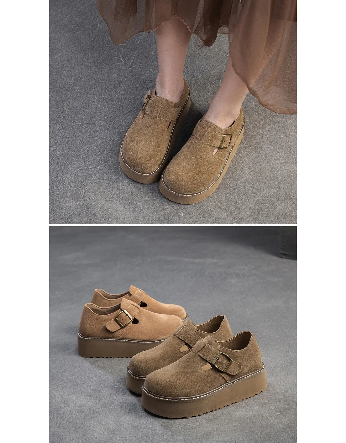 Spring Autumn Suede Platform Shoes