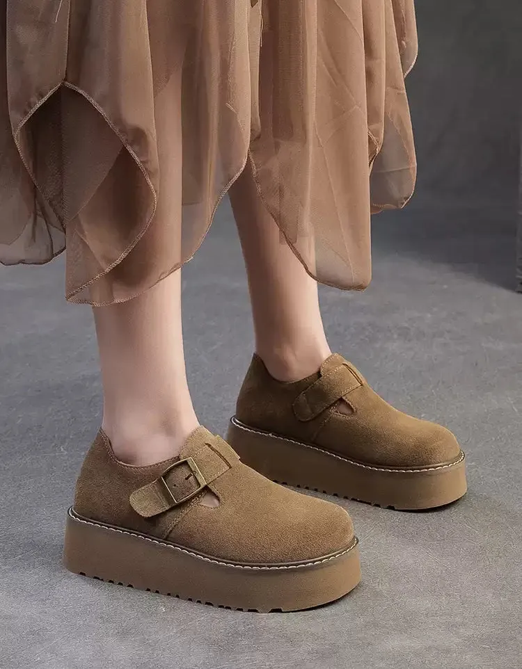 Spring Autumn Suede Platform Shoes