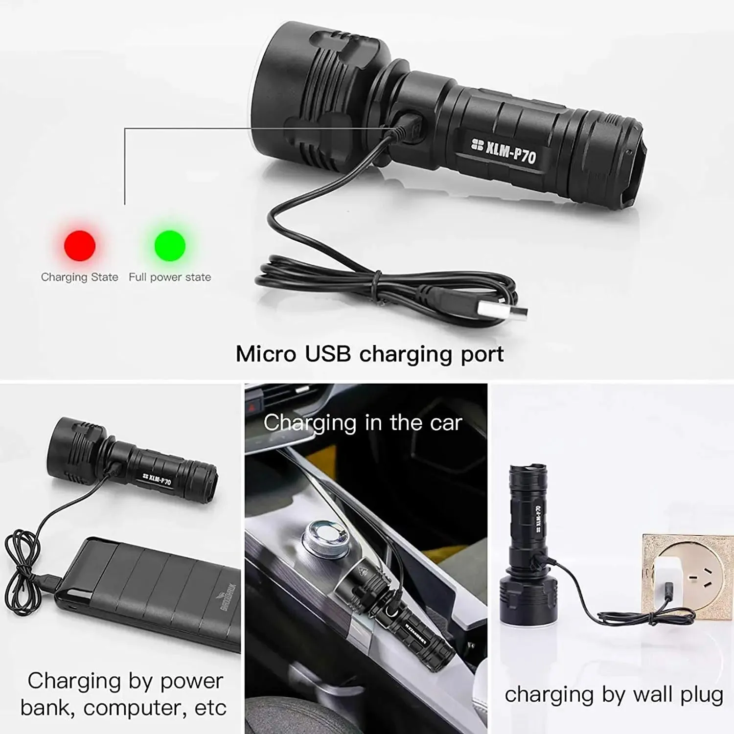 Super Bright P70 LED Edc Aluminum Miniature 10000 Lumen Electric Camping Flash RechargableSearchlight Torch Light Flashlight
