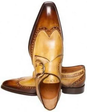 Super Hot Men Handmade Leather Monk strap dress Shoes custom made leather shoes, men shoes