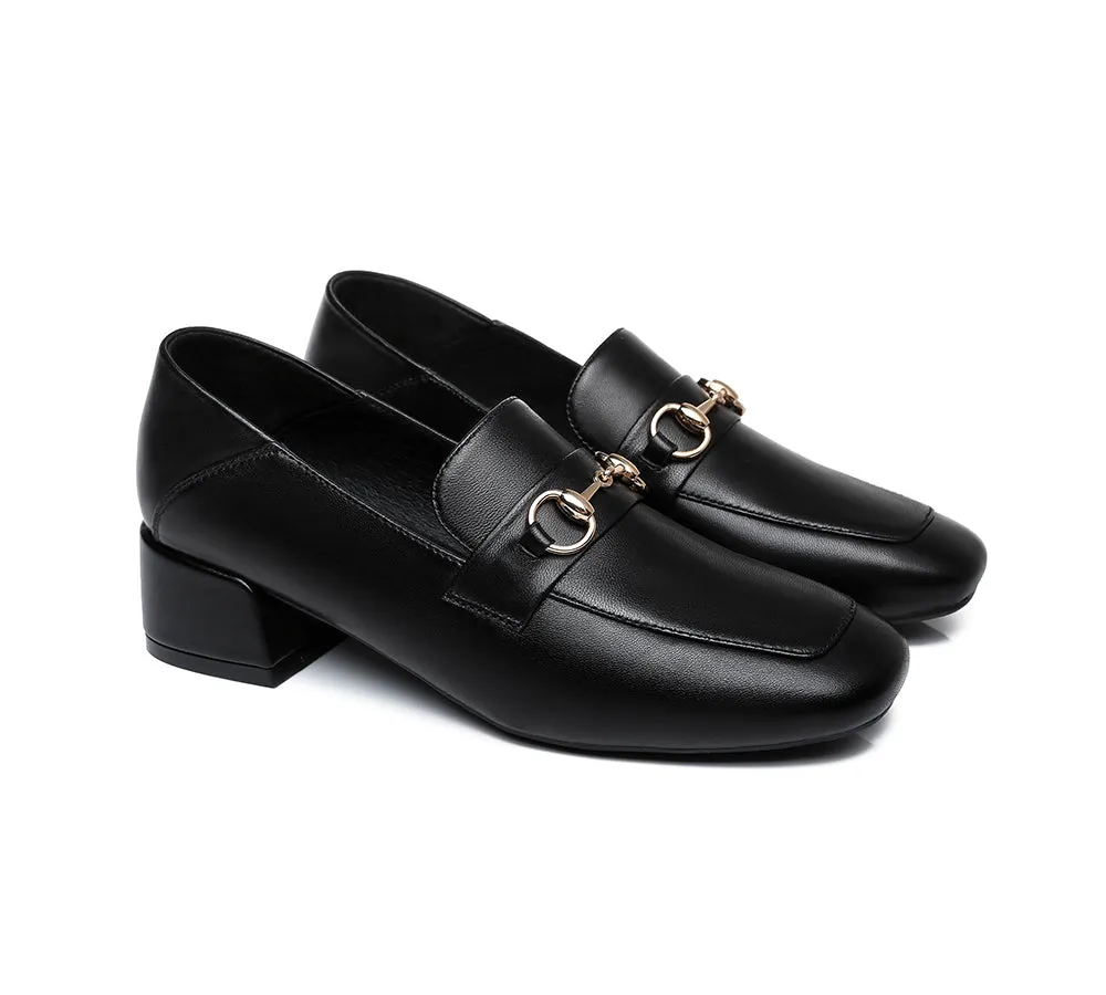 TARRAMARRA® Women Leather Buckle Low Block Heel Loafers Mia