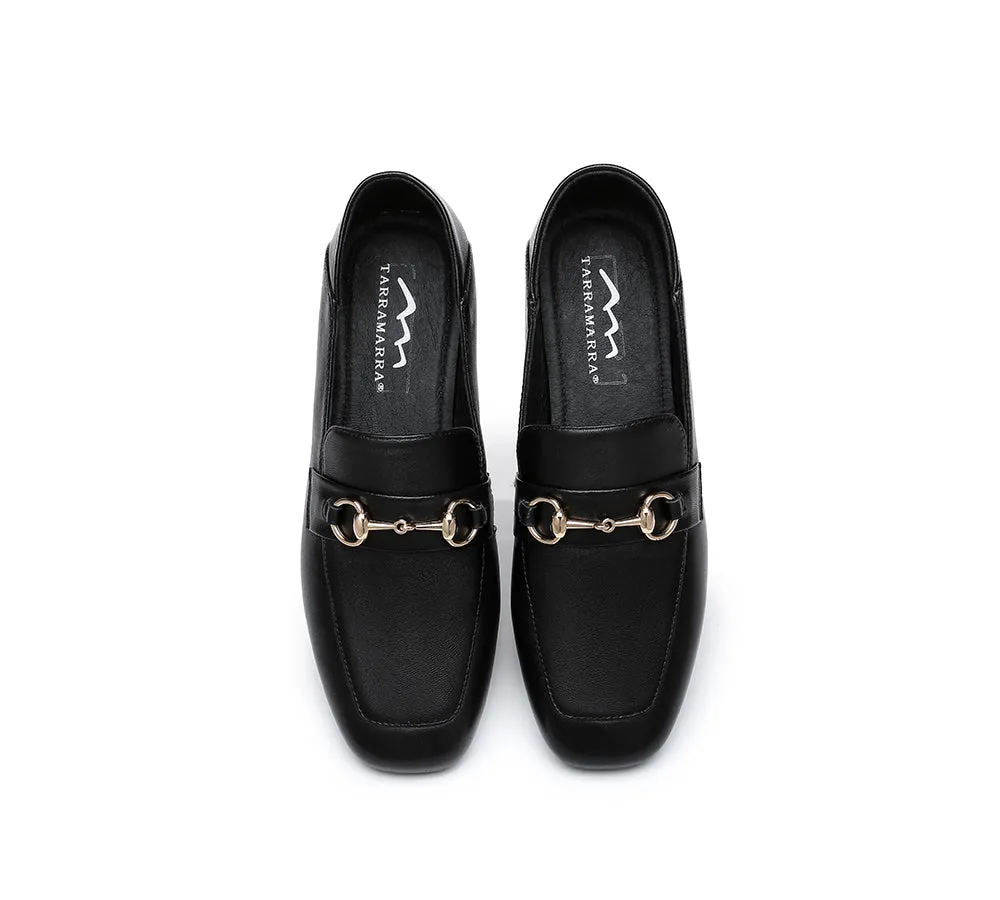 TARRAMARRA® Women Leather Buckle Low Block Heel Loafers Mia