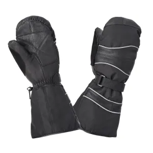 Tough Duck Men's Snowmobile Mitts G41412, Thinsulate Insulation, Water-Resistant Poly Oxford, Grain Leather Palm, Reflective Piping, Adjustable Strap | Sizes M-2XL