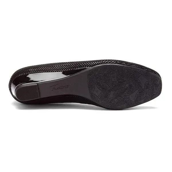 Trotters Lauren Black Suede Patent Leather