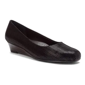Trotters Lauren Black Suede Patent Leather