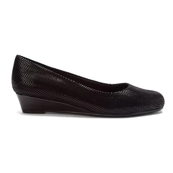 Trotters Lauren Black Suede Patent Leather