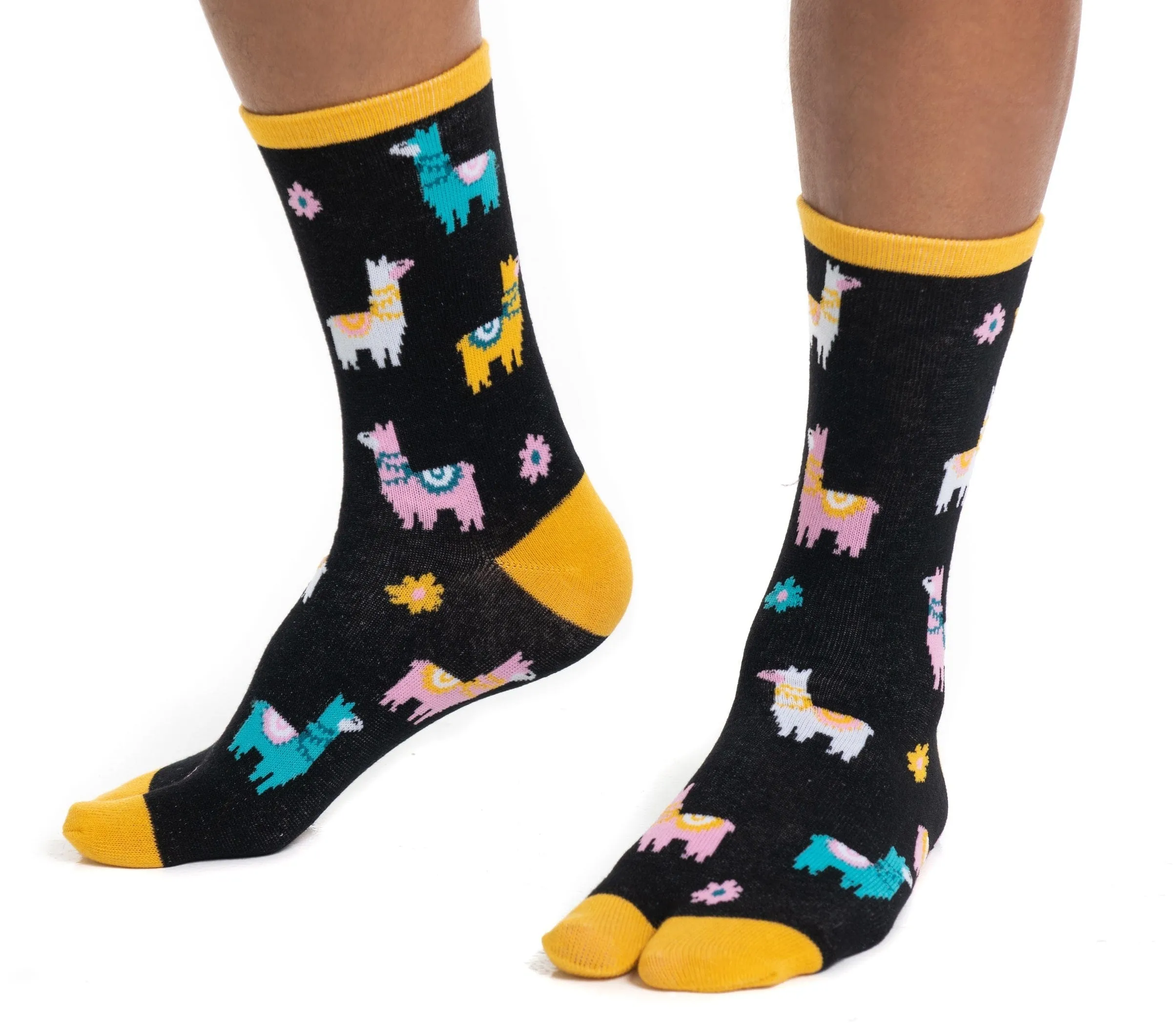 V-Toe Socks, Inc Unisex Flip Flop Tabi Socks - Black Llamas