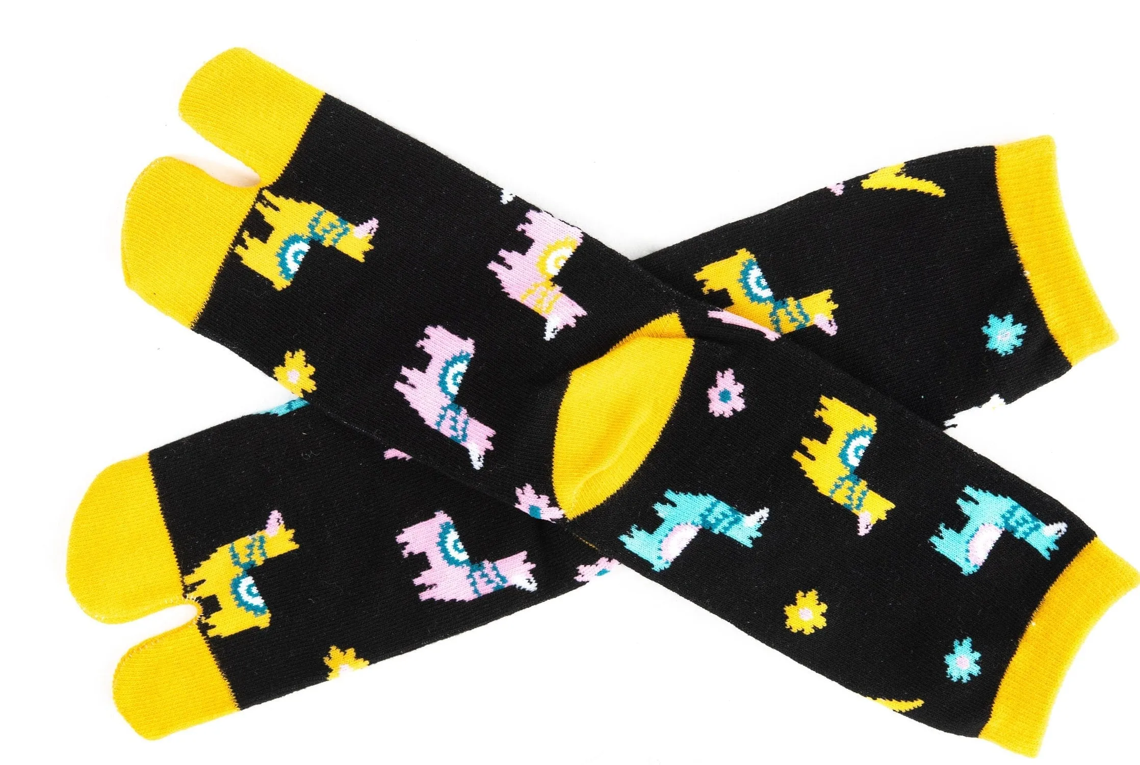 V-Toe Socks, Inc Unisex Flip Flop Tabi Socks - Black Llamas