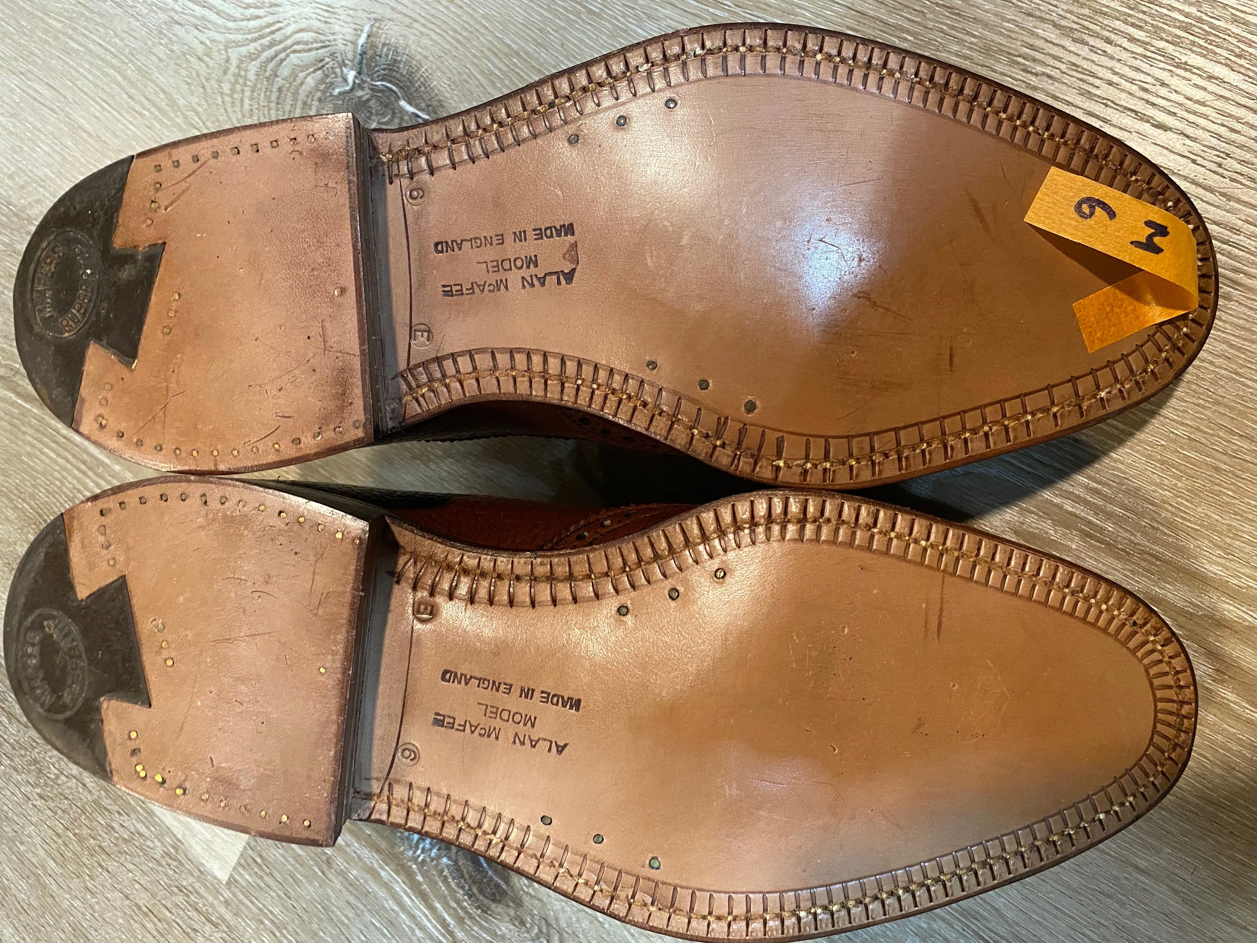 Wingtip Brogue Alan McAfee Derby Shoes 6M 38/39 (England), SOLD