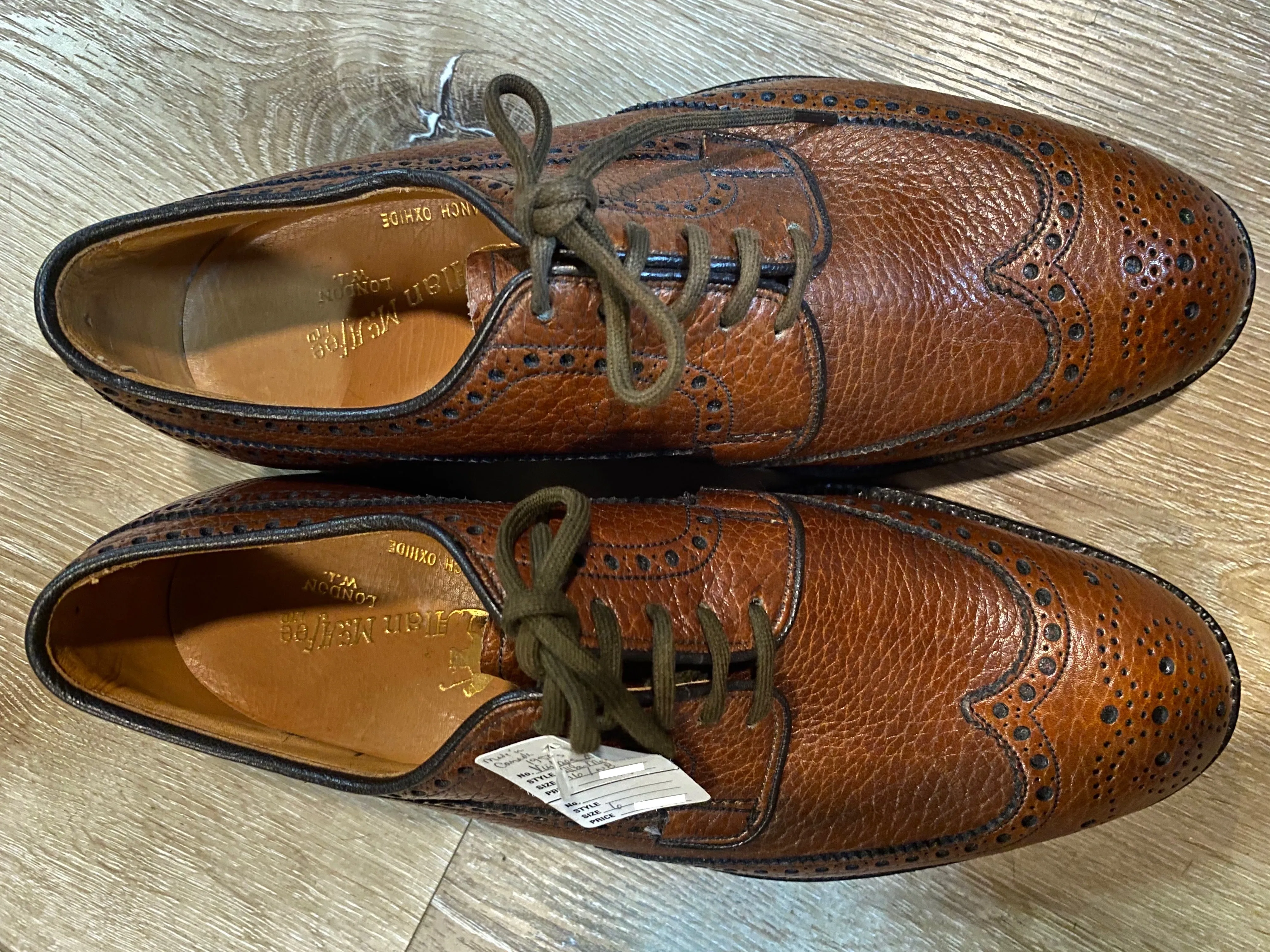 Wingtip Brogue Alan McAfee Derby Shoes 6M 38/39 (England), SOLD