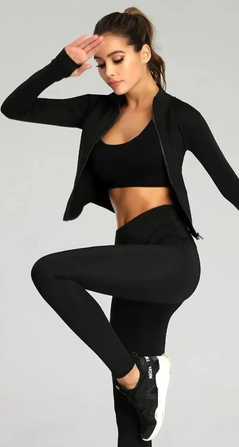 Women Fitness Jacket Slim Fit Long Sleeved