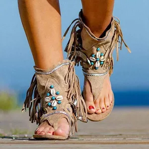 Women'S Tassel Roman Sandals 64116956C