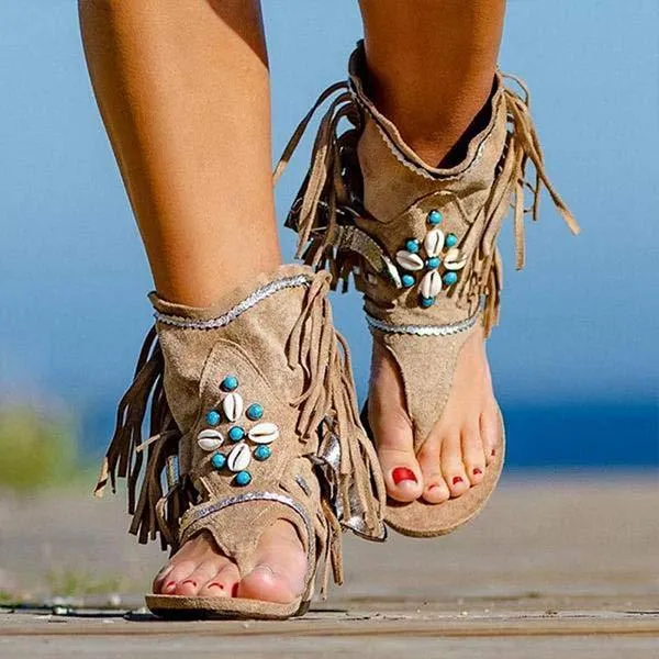 Women'S Tassel Roman Sandals 64116956C