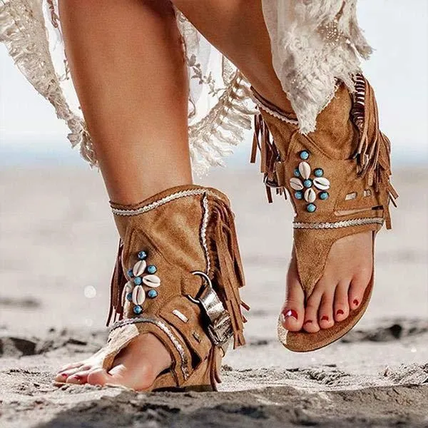 Women'S Tassel Roman Sandals 64116956C