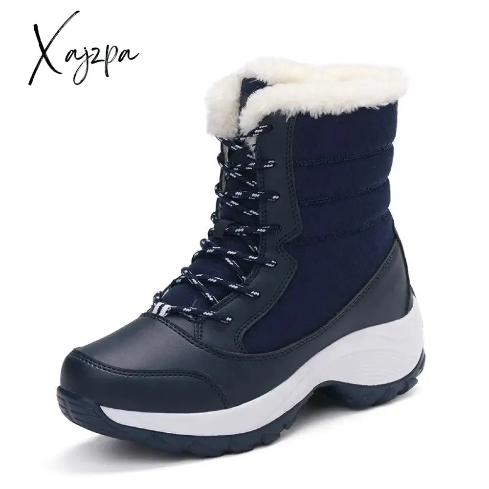 Xajzpa - new women's boots High top shoes thick high heel cotton shoes outdoor warm Uggs large size cotton shoes for women