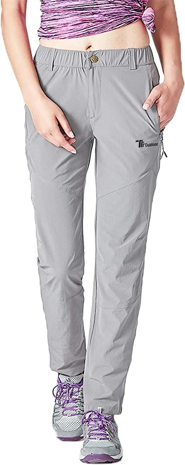 YSENTO Womens Outdoor Walking Hiking Trousers Lightweight Quick Dry Water Resistant Trekking Pants With Zipper Pockets