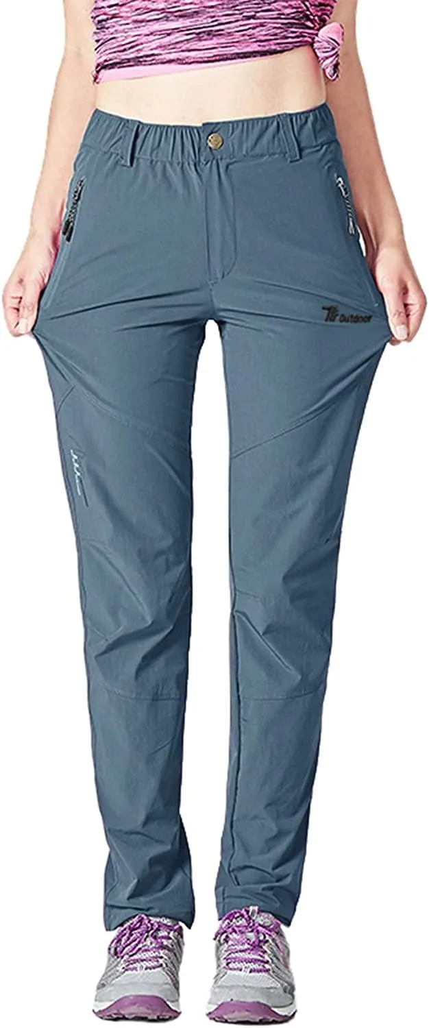 YSENTO Womens Outdoor Walking Hiking Trousers Lightweight Quick Dry Water Resistant Trekking Pants With Zipper Pockets