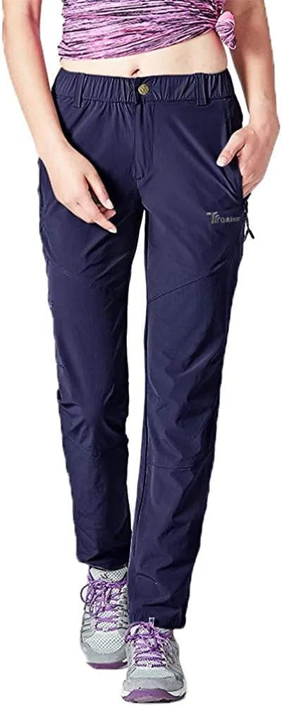 YSENTO Womens Outdoor Walking Hiking Trousers Lightweight Quick Dry Water Resistant Trekking Pants With Zipper Pockets