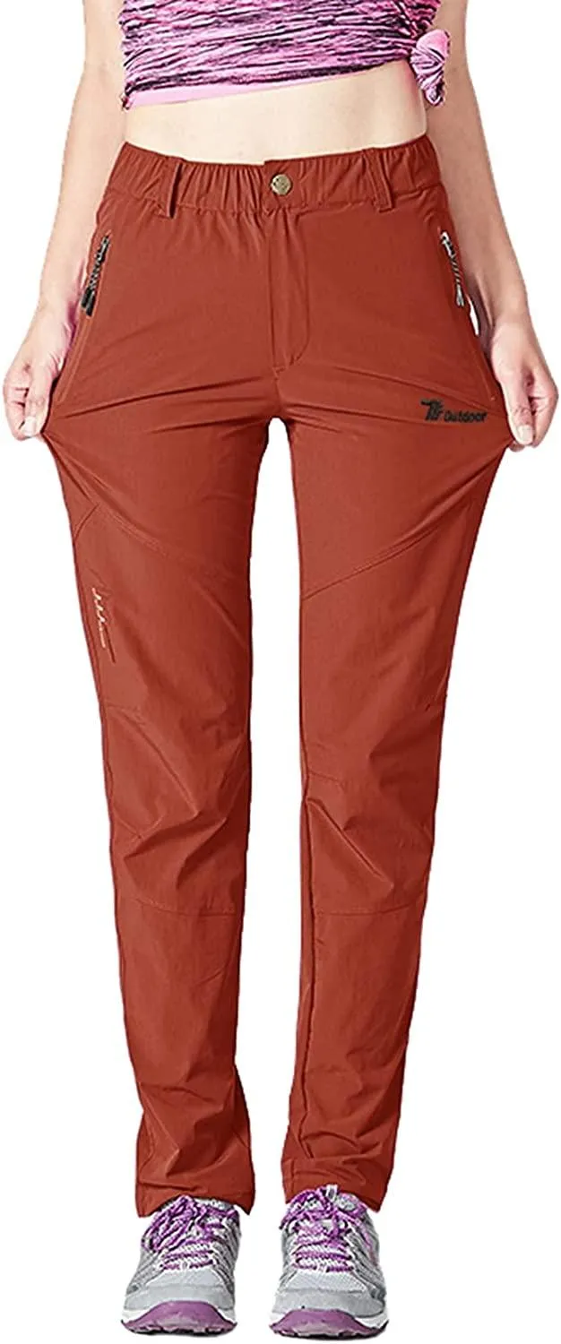 YSENTO Womens Outdoor Walking Hiking Trousers Lightweight Quick Dry Water Resistant Trekking Pants With Zipper Pockets