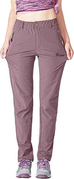 YSENTO Womens Outdoor Walking Hiking Trousers Lightweight Quick Dry Water Resistant Trekking Pants With Zipper Pockets
