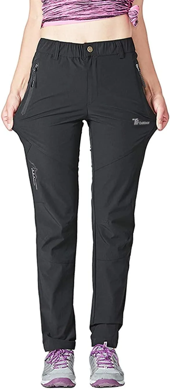 YSENTO Womens Outdoor Walking Hiking Trousers Lightweight Quick Dry Water Resistant Trekking Pants With Zipper Pockets