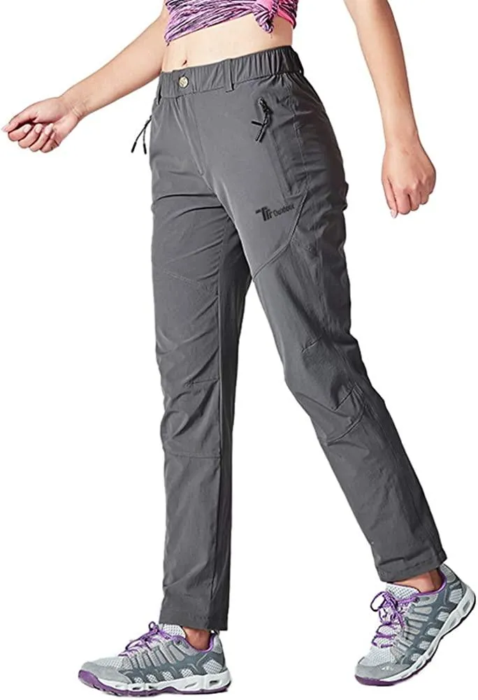 YSENTO Womens Outdoor Walking Hiking Trousers Lightweight Quick Dry Water Resistant Trekking Pants With Zipper Pockets
