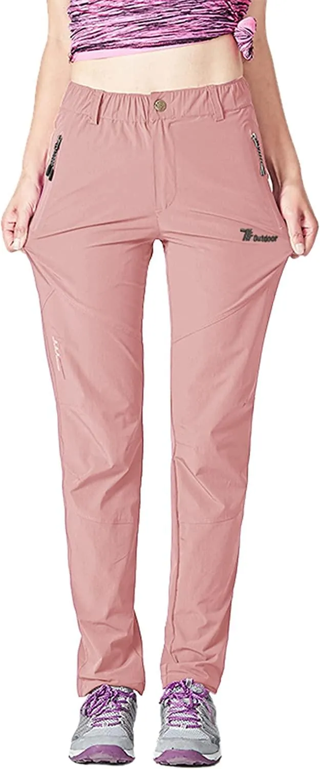 YSENTO Womens Outdoor Walking Hiking Trousers Lightweight Quick Dry Water Resistant Trekking Pants With Zipper Pockets