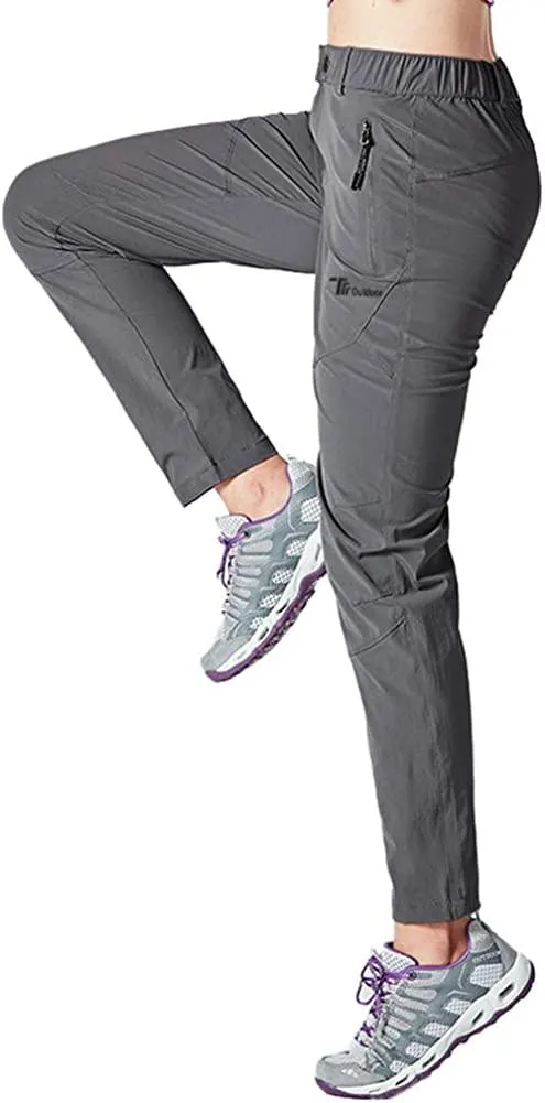 YSENTO Womens Outdoor Walking Hiking Trousers Lightweight Quick Dry Water Resistant Trekking Pants With Zipper Pockets